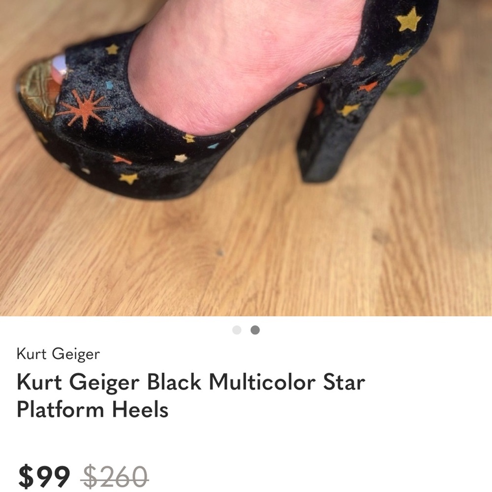 Kurt Geiger Black Platform Heels with Colorful Stars - Picture 2 of 3